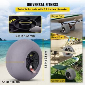 beach balloon wheels, 13" replacement sand tires, tpu cart tires for kayak dolly, canoe cart and buggy with free air pump, 2 pack