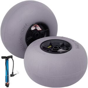 Beach Balloon Wheels, 13" Replacement Sand Tires, TPU Cart Tires for Kayak Dolly, Canoe Cart and Buggy with Free Air Pump, 2-Pack