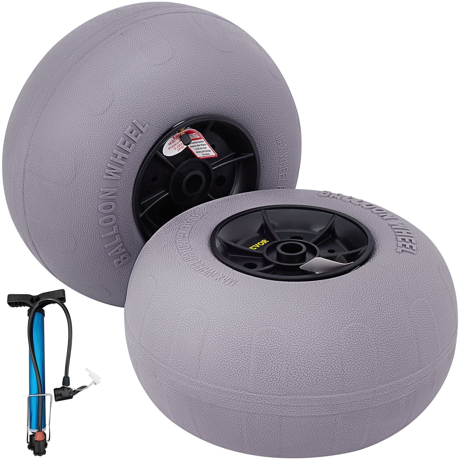 beach balloon wheels, 13" replacement sand tires, tpu cart tires for kayak dolly, canoe cart and buggy with free air pump, 2 pack