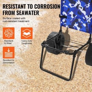beach dolly with big wheels for sand, 15.4" x 15.7" cargo deck, w/ 10" pe solid wheels, 69lbs loading capacity folding sand cart, heavy duty cart for picnic, camping, fishing, beach, gardening