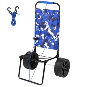 beach dolly with big wheels for sand, 15.4" x 15.7" cargo deck, w/ 10" pe solid wheels, 69lbs loading capacity folding sand cart, heavy duty cart for picnic, camping, fishing, beach, gardening
