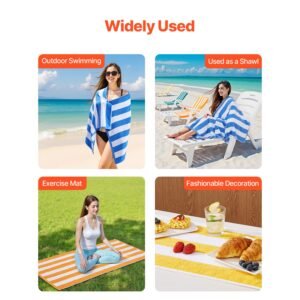 beach towel, 4 pack oversized beach towels, 30 x 60 in cabana striped large pool towel, 100% cotton soft and quickly dry thick swimming towels, for vacation, swimming, beaches, and bathroom