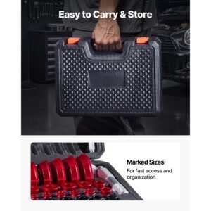bearing press kit, 43 pcs, bearing race and seal driver set with 39 bushings & handle shafts, bushing driver tool set, heavy duty aluminum alloy removal installation tool kit with storage case