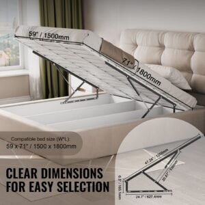 bed lift, 59x71 in compatible bed size 154 lbs load bearing, diy wall bed mechanical hardware kit vertical deluxe, pneumatic lever heavy duty bed support, folding wall bed for guestroom