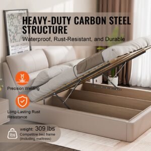 bed lift, 59x79 in compatible extra large size 309 lbs load bearing, diy wall bed mechanical hardware kit vertical deluxe, pneumatic lever heavy duty support, folding for guestroom