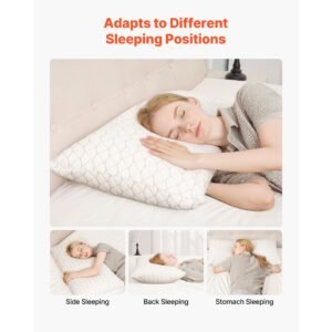 bed pillow for sleeping, king size luxury quality hotel pillow with memory foam fill, supportive & adjustable, includes natural firber pillowcase, bedding for back, stomach and side sleepers
