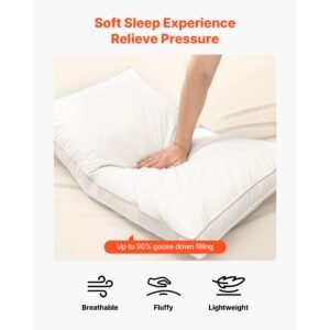bed pillows for sleeping, set of 2, king size luxury quality hotel pillows with original down alternative filling, supportive and fluffy, bedding for back, stomach and side sleepers, white