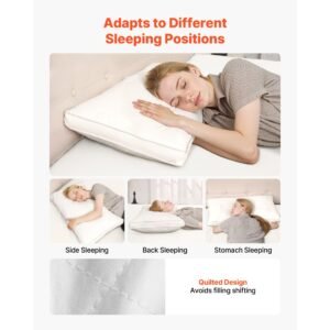 bed pillows for sleeping, set of 2, king size luxury quality hotel pillows with original down alternative filling, supportive and fluffy, bedding for back, stomach and side sleepers, white