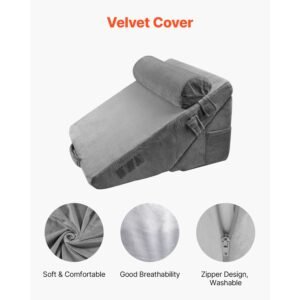 bed wedge pillow for sleeping, 3 pcs adjustable orthopedic bed wedge set, with washable cover & foam support, post surgery pillow for acid reflux, back pain, snoring relief & gerd, dark grey