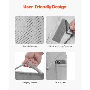 bed wedge pillow for sleeping, 3 pcs adjustable orthopedic bed wedge set, with washable cover & foam support, post surgery pillow for acid reflux, back pain, snoring relief & gerd, dark grey