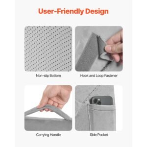 bed wedge pillow for sleeping, adjustable orthopedic bed wedge, 25d high density foam filling & soft washable cover, post surgery pillow for acid reflux, back pain, snoring relief, light grey