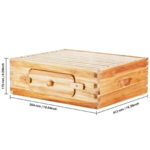bee hive medium box starter kit, 100% beeswax coated natural fir wood, langstroth beehive kit with 10 frames and foundations, transparent acrylic bee windows for beginners and pro beekeepers
