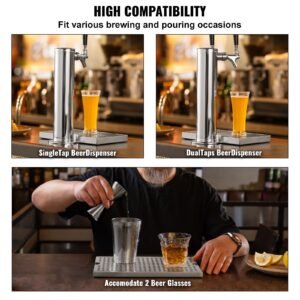 beer drip tray, 304 stainless steel kegerator drip trays with 4 non slip rubber pads and detachable cover, heat / cold resistant beer tower drip pan for bar restaurant coffee shop home