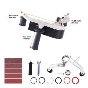 belt sander adapter for angle grinder, pipe or tube sanding attachment with 5/8 11" imperial thread and 10pcs sanding belts, belt sander attachment pipe polishing adapter for rust removal