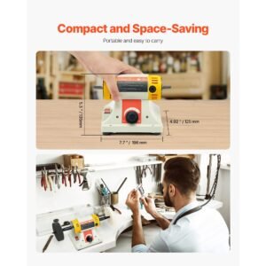bench buffer polisher, 1/2hp polishing buffing machine, 0 to 8000rpm benchtop polisher grinder with 4" cloth wheel, 3" grinding wheel & 3" fiber wheel for metal, jewelry, wood and plastic