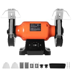Bench Grinder, 8-inch Single Speed Bench Grinder, 3450RPM High-Speed Table Grinders with 750W 6.2A Induction Motor, 36/60-Grit Grinding Wheel & Adjustable Eye Shield for Fast Sharpening Grinding