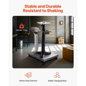 bench grinder stand, heavy duty bench grinder and vise floor pedestal with 10.6" x 10.6" mounting plate, pre cut mounting slots & water pot, compatible with most bench grinders