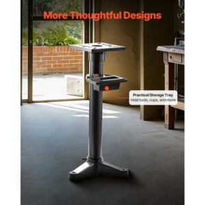 bench grinder stand, heavy duty bench grinder and vise floor pedestal with 10.6" x 10.6" mounting plate, pre cut mounting slots & water pot, compatible with most bench grinders
