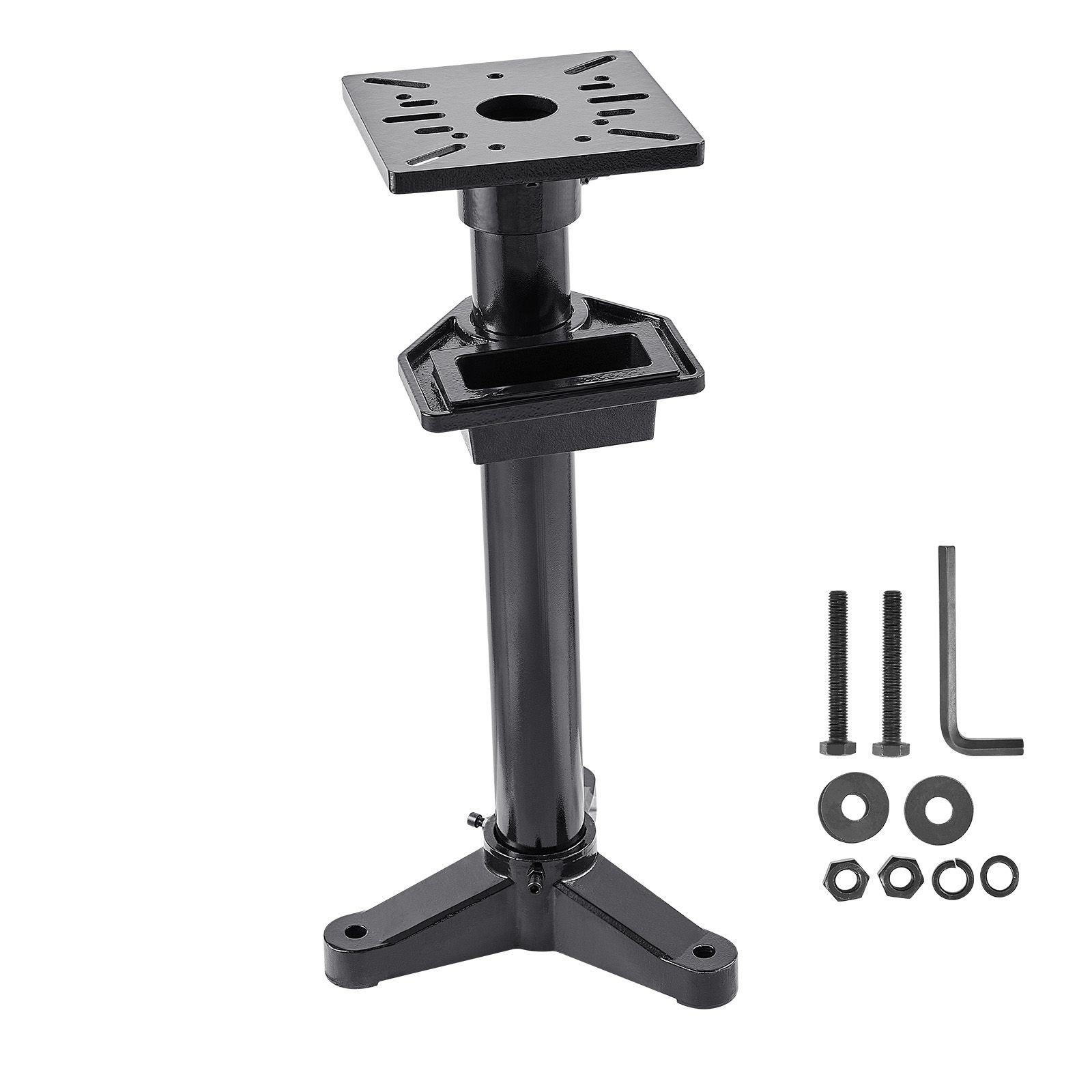 bench grinder stand, heavy duty bench grinder and vise floor pedestal with 10.6" x 10.6" mounting plate, pre cut mounting slots & water pot, compatible with most bench grinders