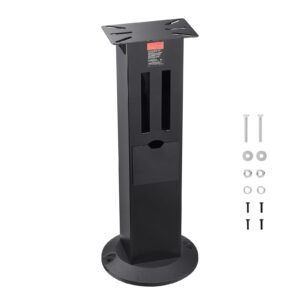 Bench Grinder Stand, Heavy-Duty Bench Grinder and Vise Floor Pedestal with 11" x 6.7" Mounting Plate, Grinding Wheel Storage Compartments & Cast Iron Base, Compatible with Most Bench Grinders