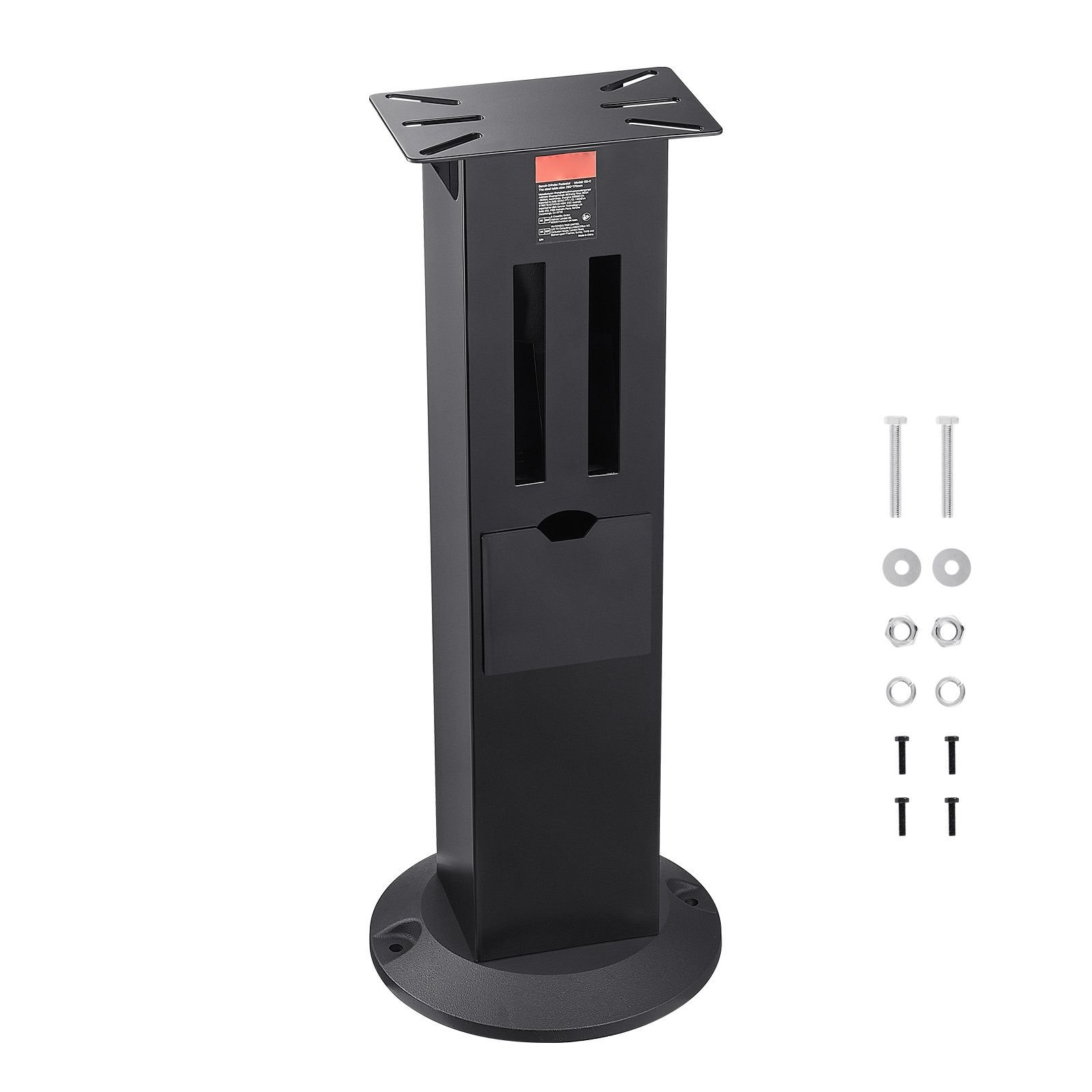bench grinder stand, heavy duty bench grinder and vise floor pedestal with 11" x 6.7" mounting plate, grinding wheel storage compartments & cast iron base, compatible with most bench grinders