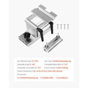 bench grinder tool rest, adjustable replacement tool rest sharpening jig for 6" or 8" bench grinder with flat miter slide for 0 2.5 inch wide blades and chisels