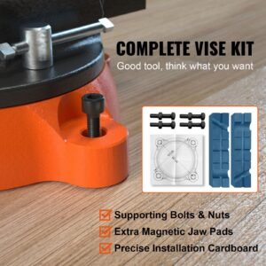 bench vise, 6 inch jaw width 5.9 inch jaw opening, 360 degree swivel locking base multipurpose vise with anvil, heavy duty ductile iron workbench vise with bolts & nuts, for drilling, pipe cutti