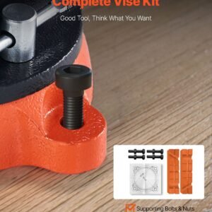bench vise, 8" jaw width, 8" max jaw opening multipurpose vise with 360° swivel locking base, 3.7" throat depth, heavy duty ductile iron workbench vise, two way jaws for clamping round pipes