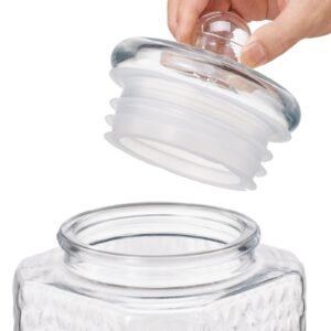 beverage dispenser, 2 pack 1.5 gallon drink dispensers for parties, glass juice dispenser with metal stand, stainless steel spigot, iced tea lemonade juice water dispensers for parties