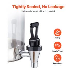 beverage dispenser, 2.1 gallon x 2 drink dispenser for parties, stainless steel + plastic juice dispensers with spigot ice chamber tray, iced tea lemonade dispensers, for restaurants, hotels