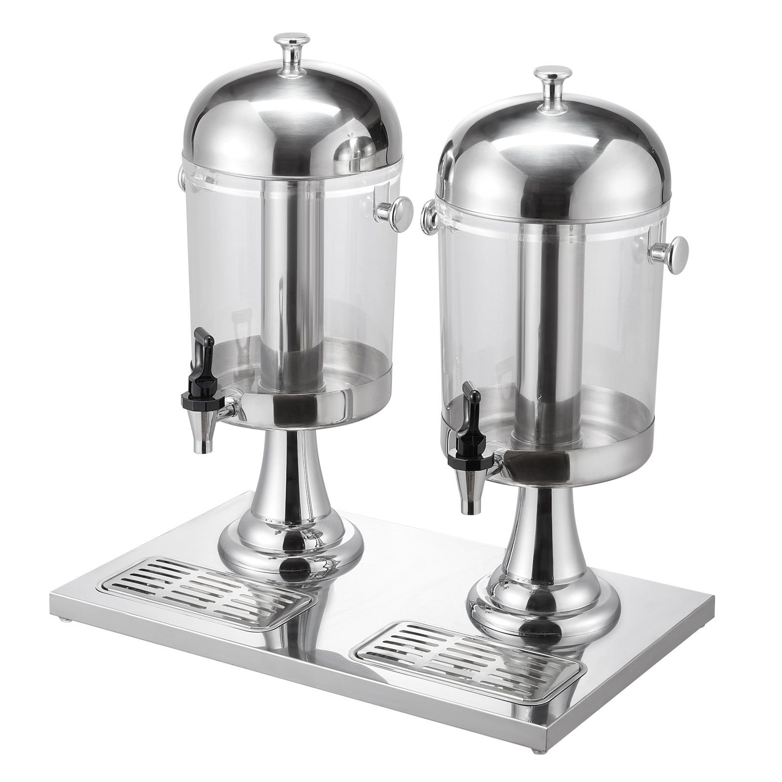 beverage dispenser, 2.1 gallon x 2 drink dispenser for parties, stainless steel + plastic juice dispensers with spigot ice chamber tray, iced tea lemonade dispensers, for restaurants, hotels