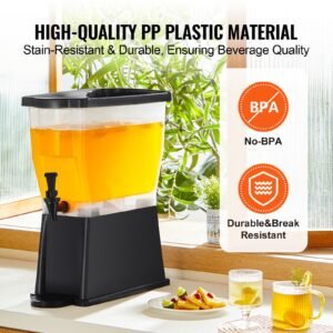 beverage dispenser, 3 gallon drink dispenser for parties, plastic juice dispenser with stand spigot lid, iced tea lemonade juice water dispenser, for restaurants, hotels, parties