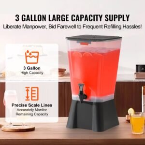 beverage dispenser, 5 gallon drink dispenser for parties, plastic juice dispensers with no drip spigot, iced tea lemonade juice water dispensers, for restaurants, hotels, parties