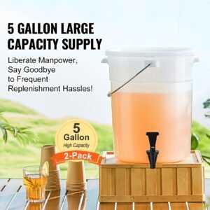 beverage dispenser, 5 gallon drink dispensers for parties, plastic juice dispenser with spigot and lid, iced tea lemonade juice water dispenser, for restaurants, hotels, parties, 2 pack