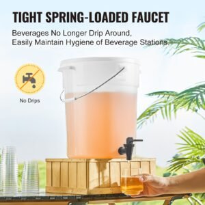 beverage dispenser, 5 gallon drink dispensers for parties, plastic juice dispenser with spigot and lid, iced tea lemonade juice water dispenser, for restaurants, hotels, parties, 2 pack