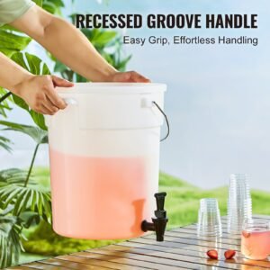 beverage dispenser, 5 gallon drink dispensers for parties, plastic juice dispenser with spigot and lid, iced tea lemonade juice water dispenser, for restaurants, hotels, parties, 2 pack