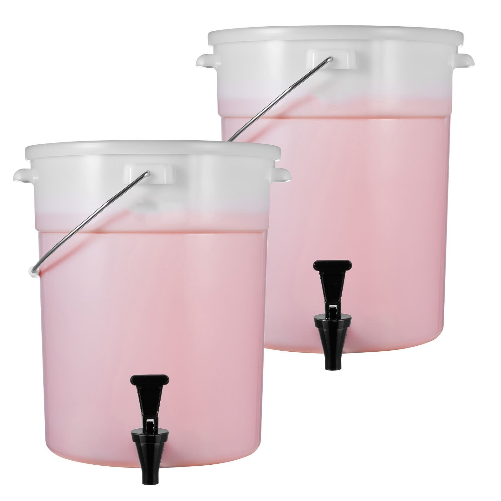 beverage dispenser, 5 gallon drink dispensers for parties, plastic juice dispenser with spigot and lid, iced tea lemonade juice water dispenser, for restaurants, hotels, parties, 2 pack