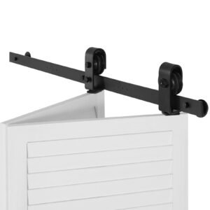 Bi-Folding Sliding Barn Door Hardware Track Kit, 40" Top Mount Track Kit, Slide Smoothly & Quietly, Heavy Duty, Easy to Install, Suitable for Two 18" Closet Pantry Laundry Doors (Not Included)