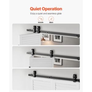 bi folding sliding barn door hardware track kit, 52" top mount track kit, slide smoothly & quietly, heavy duty, easy to install, suitable for two 24" closet pantry laundry doors (not included)