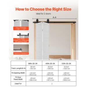 bi folding sliding barn door hardware track kit, 52" top mount track kit, slide smoothly & quietly, heavy duty, easy to install, suitable for two 24" closet pantry laundry doors (not included)
