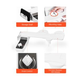 bidet attachment for toilet, 0.3" ultra thin bidet toilet seat attachment dual retractable nozzles, adjustable water pressure, non electric cold water sprayer for front rear water wash, white