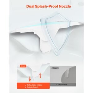 bidet attachment for toilet, hot & cold non electric water sprayer dual retractable nozzles, adjustable water pressure, 0.3'' ultra thin bidet toilet seat attachment for rear and feminine wash