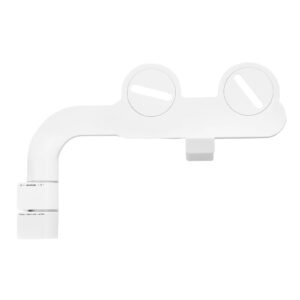 bidet attachment for toilet, self cleaning bidet toilet seat attachment dual retractable nozzles, adjustable water pressure, easily installed cold water sprayer for rear feminine wash, white