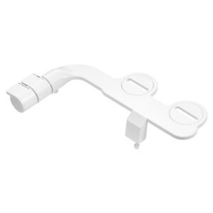 bidet attachment for toilet, self cleaning bidet toilet seat attachment dual retractable nozzles, adjustable water pressure, easily installed cold water sprayer for rear feminine wash, white