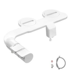 Bidet Attachment for Toilet, Self-Cleaning Bidet Toilet Seat Attachment - Dual Retractable Nozzles, Adjustable Water Pressure, Easily Installed Cold Water Sprayer for Rear Feminine Wash, White