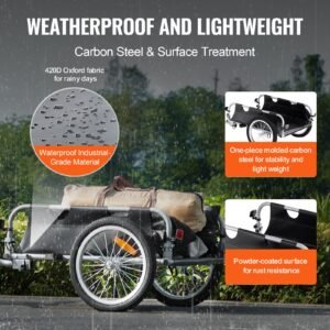 bike cargo trailer, 100 lbs load capacity, heavy duty bicycle wagon cart, foldable compact storage & quick release with universal hitch, 16" wheels, safe reflectors, fits 22" 28" bike wheels