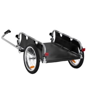 Bike Cargo Trailer, 100 lbs Load Capacity, Heavy-Duty Bicycle Wagon Cart, Foldable Compact Storage & Quick Release with Universal Hitch, 16" Wheels, Safe Reflectors, Fits 22"-28" Bike Wheels