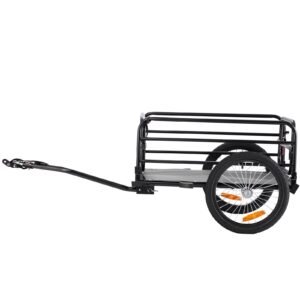 bike cargo trailer, 160 lbs load capacity, heavy duty bicycle wagon cart, foldable compact storage & quick release with universal hitch, 16" wheels, safe reflectors, fits 22" 28" bike wheels