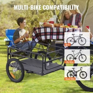bike cargo trailer, 160 lbs load capacity, heavy duty bicycle wagon cart, foldable compact storage & quick release with universal hitch, 16" wheels, safe reflectors, fits 22" 28" bike wheels