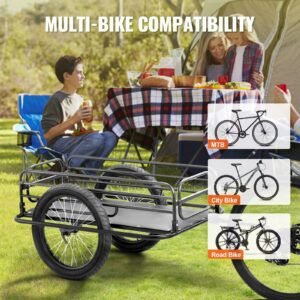 bike cargo trailer, 275 lbs load capacity, heavy duty bicycle wagon cart, foldable compact storage & quick release with universal hitch, 20" wheels, fits most bike wheels, carbon steel frame